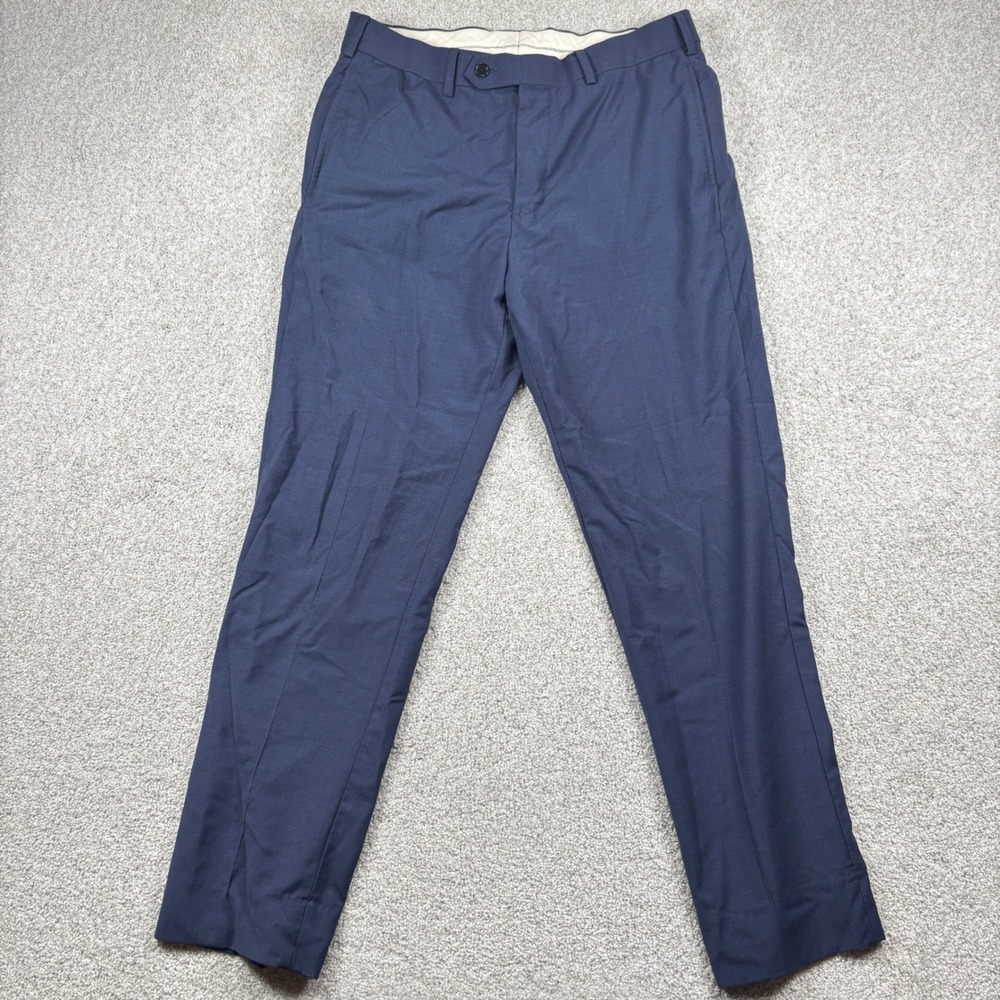 Brooks Brothers Dress Pants Mens 35x32 Navy Blue Regent Fit Wool Blend Trousers